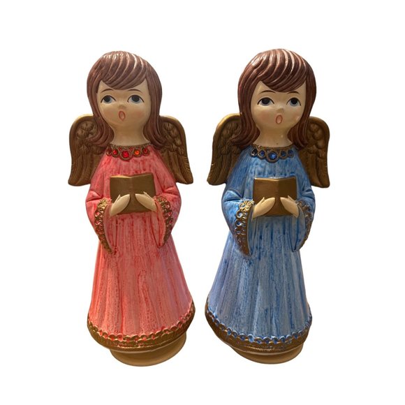Set of 2 Vintage Paper Mache Japan Musical Angels 10"‎ - One Works - MCM Holiday - Picture 1 of 9